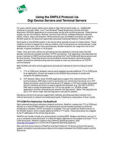 通过Digi设备服务器和终端服务器使用DNP3.0协议